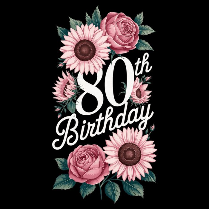 80th Birthday Party Floral Pink Eighty Years Old Baby Bodysuit