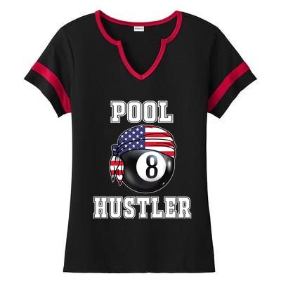 8 Ball Pool Hustler Billiards Funny Gift Pool Player Gift Ladies Halftime Notch Neck Tee