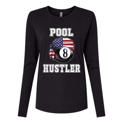 8 Ball Pool Hustler Billiards Funny Gift Pool Player Gift Womens Cotton Relaxed Long Sleeve T-Shirt