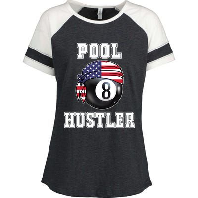 8 Ball Pool Hustler Billiards Funny Gift Pool Player Gift Enza Ladies Jersey Colorblock Tee