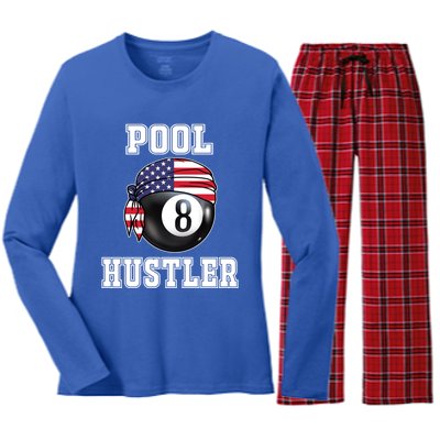 8 Ball Pool Hustler Billiards Funny Gift Pool Player Gift Women's Long Sleeve Flannel Pajama Set 