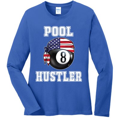 8 Ball Pool Hustler Billiards Funny Gift Pool Player Gift Ladies Long Sleeve Shirt