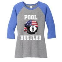 8 Ball Pool Hustler Billiards Funny Gift Pool Player Gift Women's Tri-Blend 3/4-Sleeve Raglan Shirt