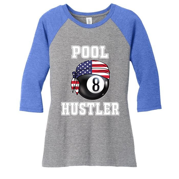 8 Ball Pool Hustler Billiards Funny Gift Pool Player Gift Women's Tri-Blend 3/4-Sleeve Raglan Shirt