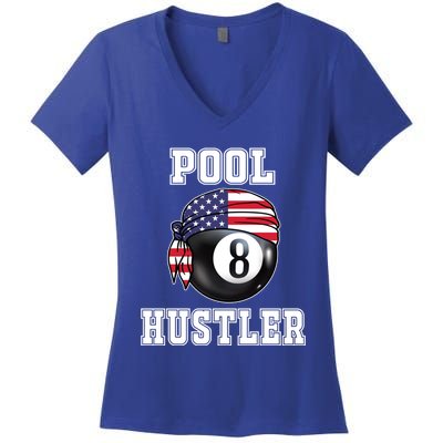 8 Ball Pool Hustler Billiards Funny Gift Pool Player Gift Women's V-Neck T-Shirt