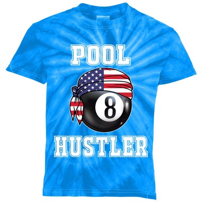 8 Ball Pool Hustler Billiards Funny Gift Pool Player Gift Kids Tie-Dye T-Shirt