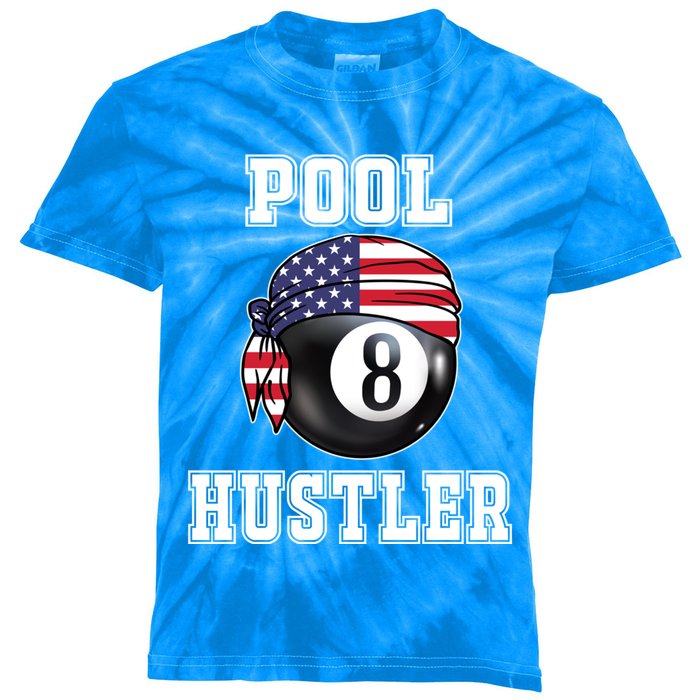 8 Ball Pool Hustler Billiards Funny Gift Pool Player Gift Kids Tie-Dye T-Shirt