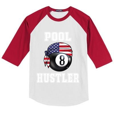 8 Ball Pool Hustler Billiards Funny Gift Pool Player Gift Kids Colorblock Raglan Jersey