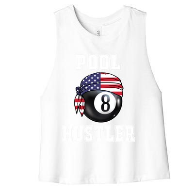 8 Ball Pool Hustler Billiards Funny Gift Pool Player Gift Women's Racerback Cropped Tank