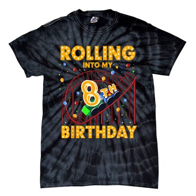 8th Birthday Rollercoaster Amusement Park Boy Girl Birthday Tie-Dye T-Shirt