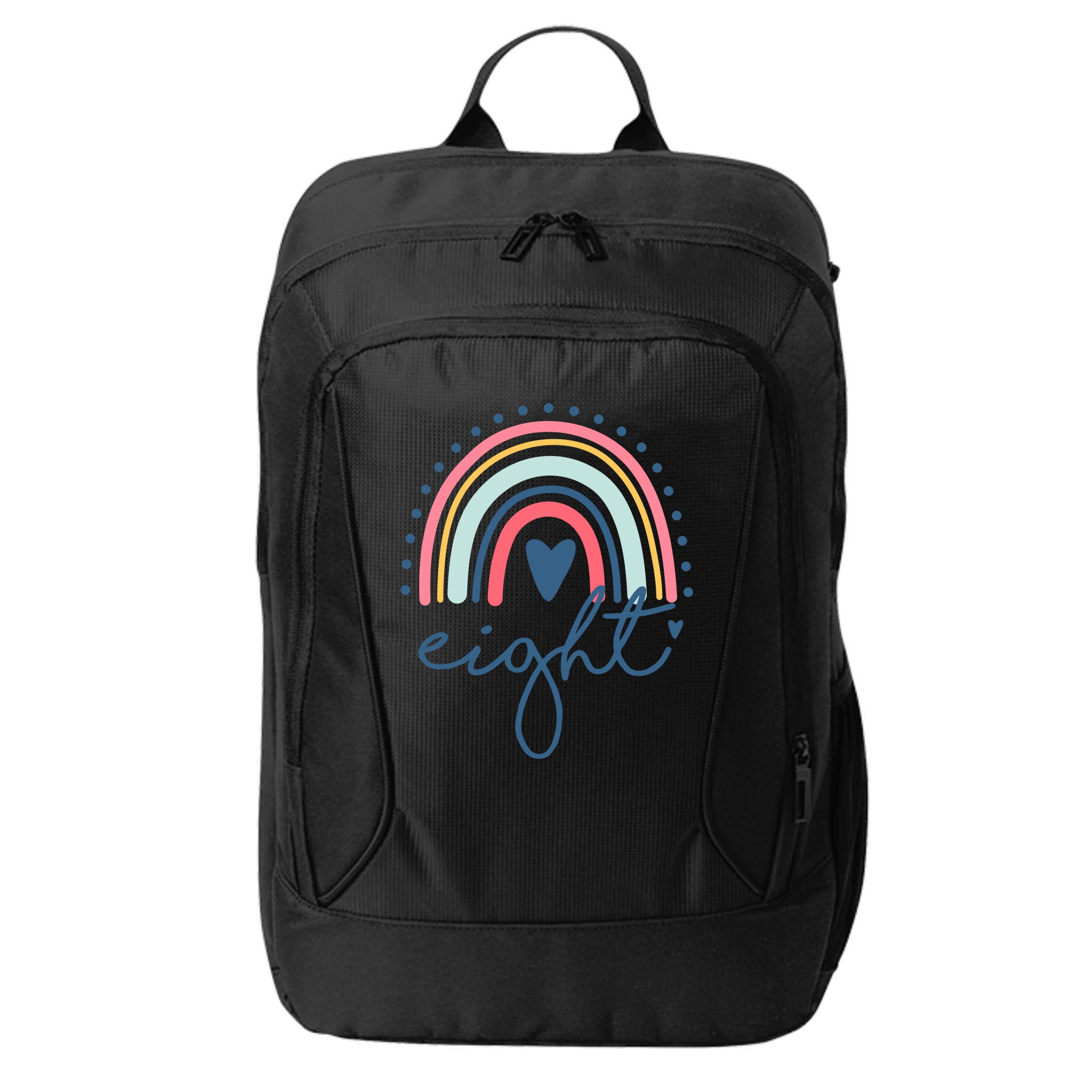 8th Birthday Rainbow Eight Year Old Cute City Backpack