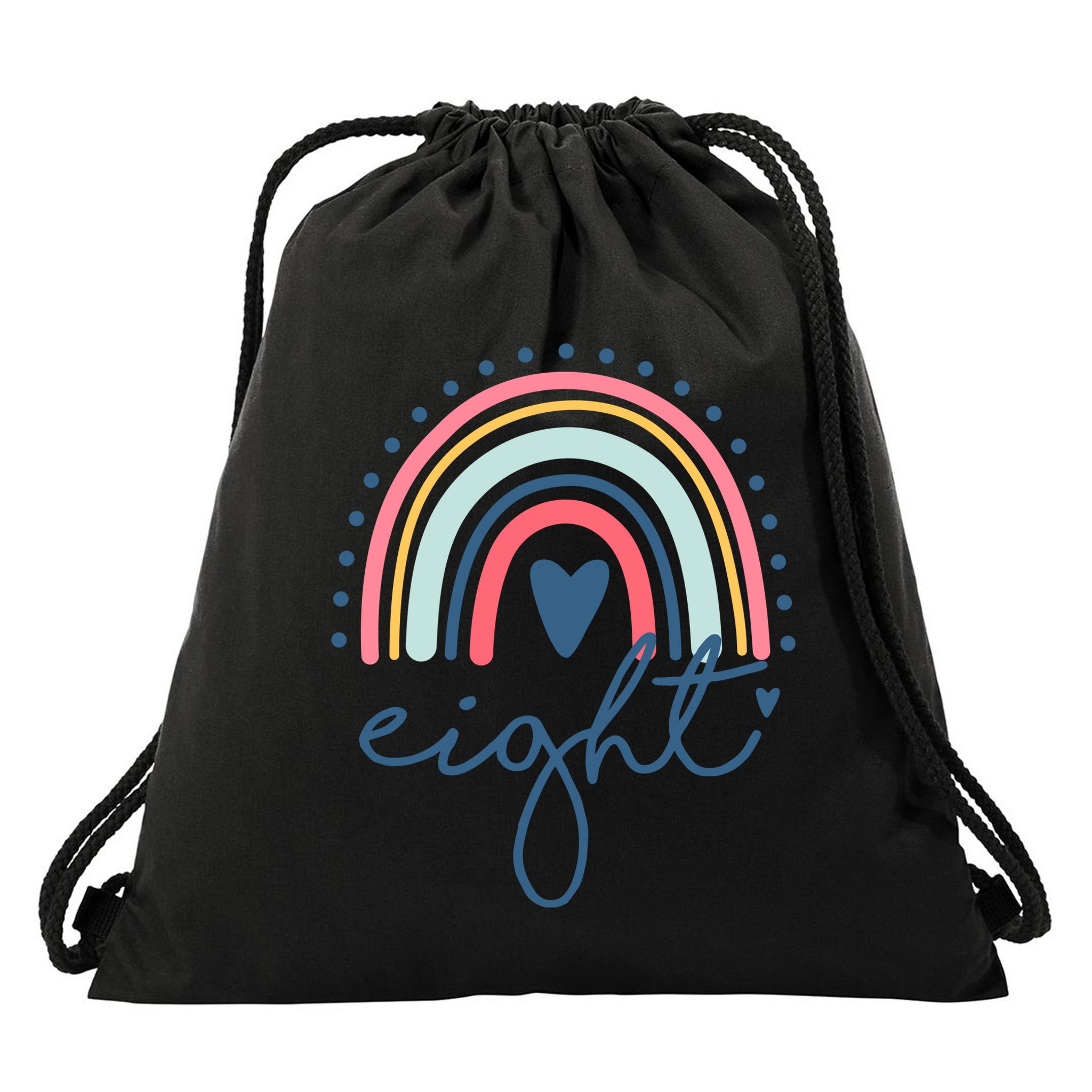 8th Birthday Rainbow Eight Year Old Cute Drawstring Bag