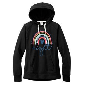 8th Birthday Rainbow Eight Year Old Cute Women's Fleece Hoodie