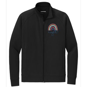 8th Birthday Rainbow Eight Year Old Cute Stretch Full-Zip Cadet Jacket