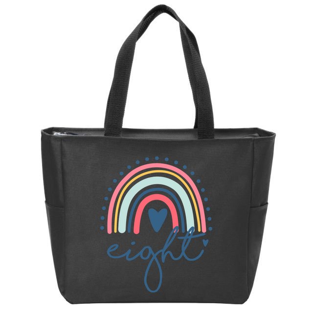 8th Birthday Rainbow Eight Year Old Cute Zip Tote Bag