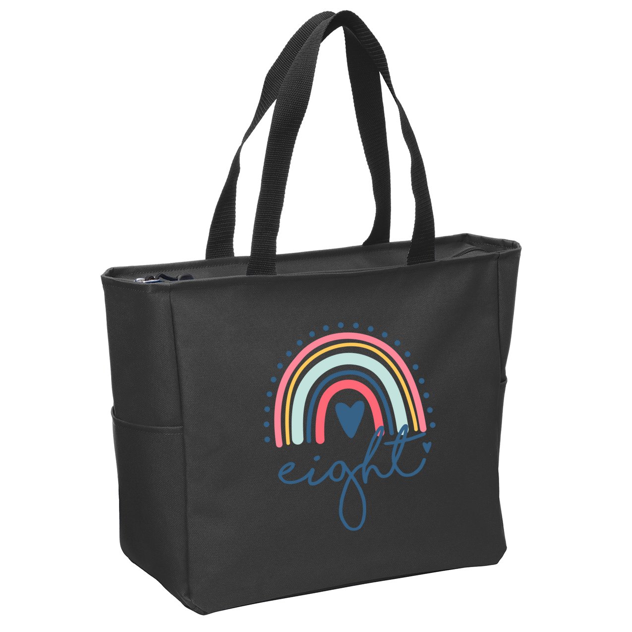 8th Birthday Rainbow Eight Year Old Cute Zip Tote Bag