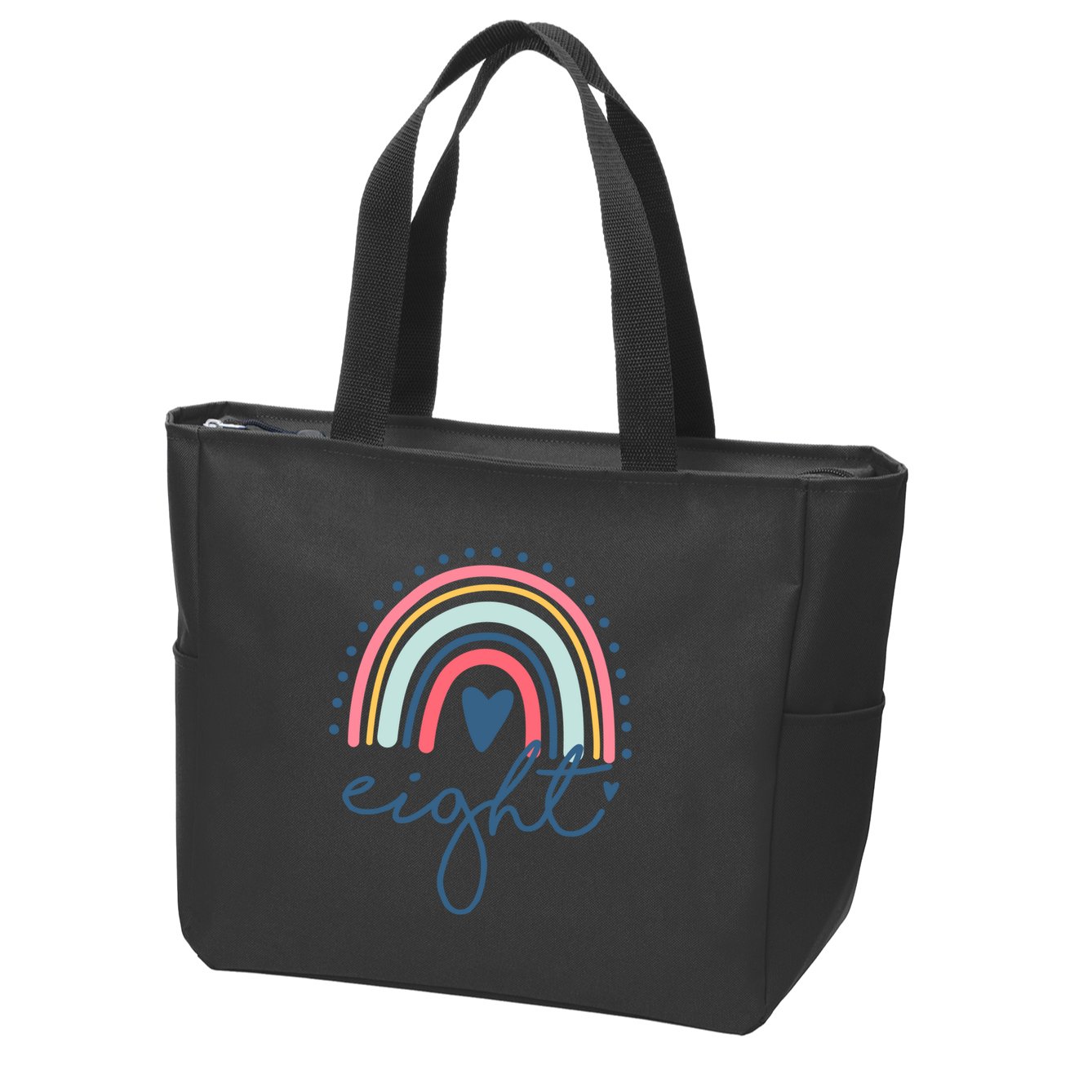 8th Birthday Rainbow Eight Year Old Cute Zip Tote Bag