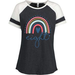 8th Birthday Rainbow Eight Year Old Cute Enza Ladies Jersey Colorblock Tee