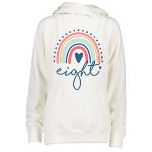 8th Birthday Rainbow Eight Year Old Cute Womens Funnel Neck Pullover Hood