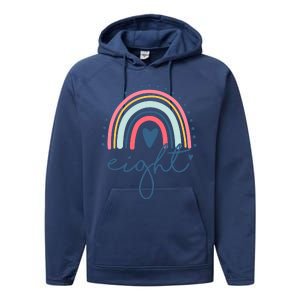 8th Birthday Rainbow Eight Year Old Cute Performance Fleece Hoodie