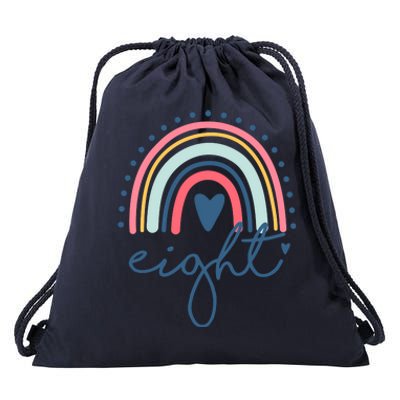 8th Birthday Rainbow Eight Year Old Cute Drawstring Bag