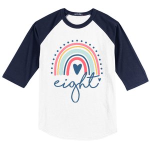 8th Birthday Rainbow Eight Year Old Cute Baseball Sleeve Shirt