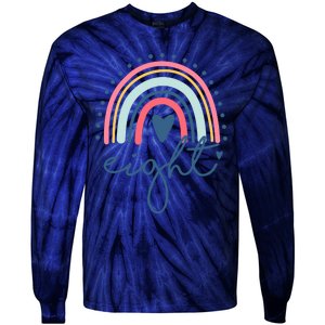 8th Birthday Rainbow Eight Year Old Cute Tie-Dye Long Sleeve Shirt