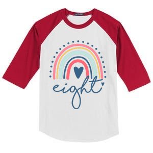 8th Birthday Rainbow Eight Year Old Cute Kids Colorblock Raglan Jersey