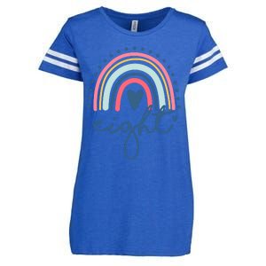 8th Birthday Rainbow Eight Year Old Cute Enza Ladies Jersey Football T-Shirt