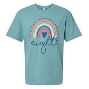 8th Birthday Rainbow Eight Year Old Cute Sueded Cloud Jersey T-Shirt