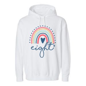 8th Birthday Rainbow Eight Year Old Cute Garment-Dyed Fleece Hoodie