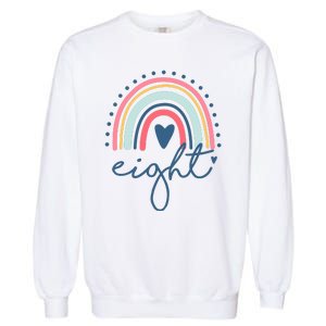 8th Birthday Rainbow Eight Year Old Cute Garment-Dyed Sweatshirt