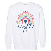 8th Birthday Rainbow Eight Year Old Cute Garment-Dyed Sweatshirt