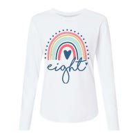 8th Birthday Rainbow Eight Year Old Cute Womens Cotton Relaxed Long Sleeve T-Shirt