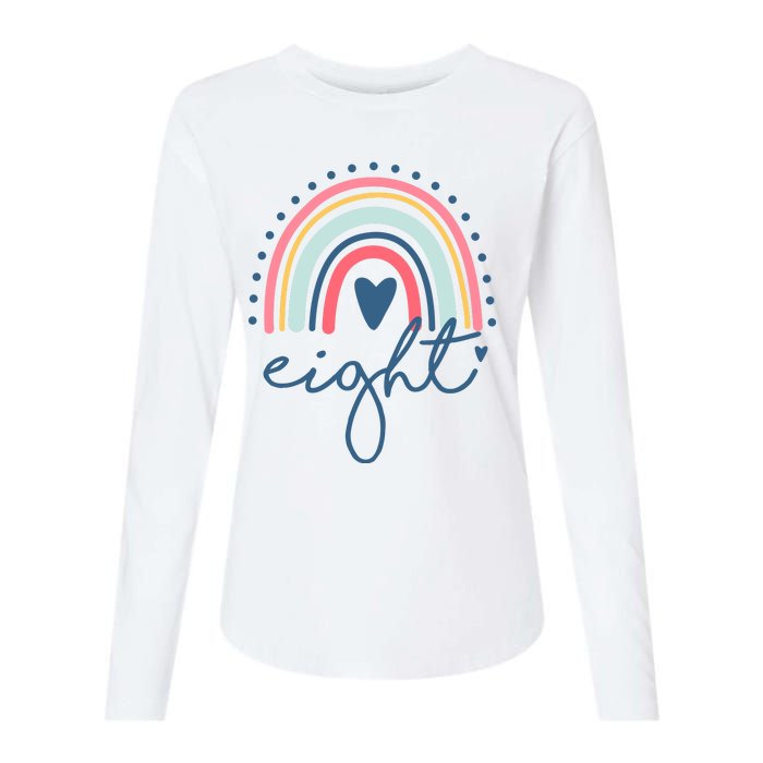 8th Birthday Rainbow Eight Year Old Cute Womens Cotton Relaxed Long Sleeve T-Shirt