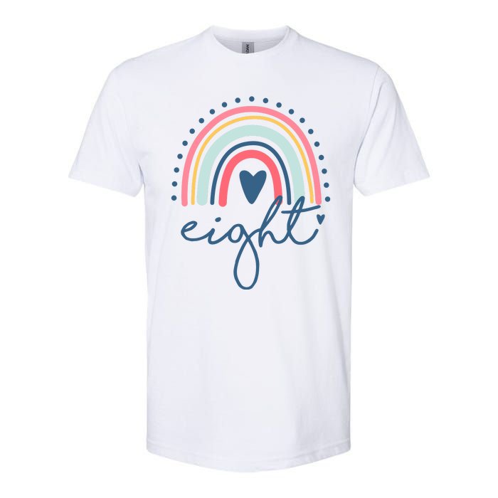 8th Birthday Rainbow Eight Year Old Cute Softstyle CVC T-Shirt