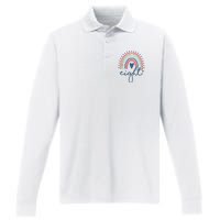 8th Birthday Rainbow Eight Year Old Cute Performance Long Sleeve Polo