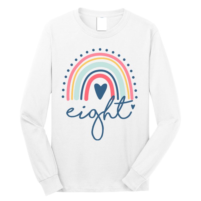 8th Birthday Rainbow Eight Year Old Cute Long Sleeve Shirt