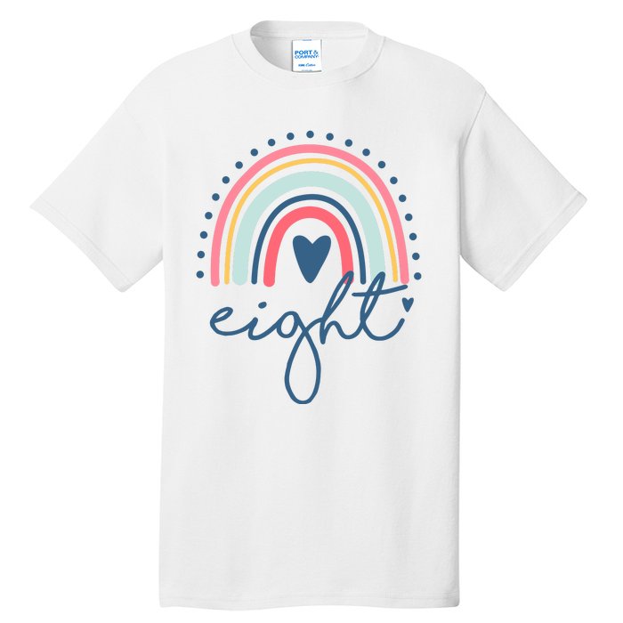 8th Birthday Rainbow Eight Year Old Cute Tall T-Shirt