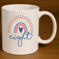 8th Birthday Rainbow Eight Year Old Cute 11oz C Handle Ceramic Mug