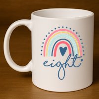 8th Birthday Rainbow Eight Year Old Cute 11oz C Handle Ceramic Mug
