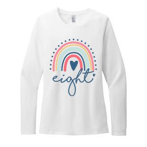 8th Birthday Rainbow Eight Year Old Cute Womens CVC Long Sleeve Shirt