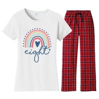 8th Birthday Rainbow Eight Year Old Cute Women's Flannel Pajama Set