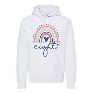 8th Birthday Rainbow Eight Year Old Cute Premium Hoodie