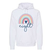 8th Birthday Rainbow Eight Year Old Cute Premium Hoodie