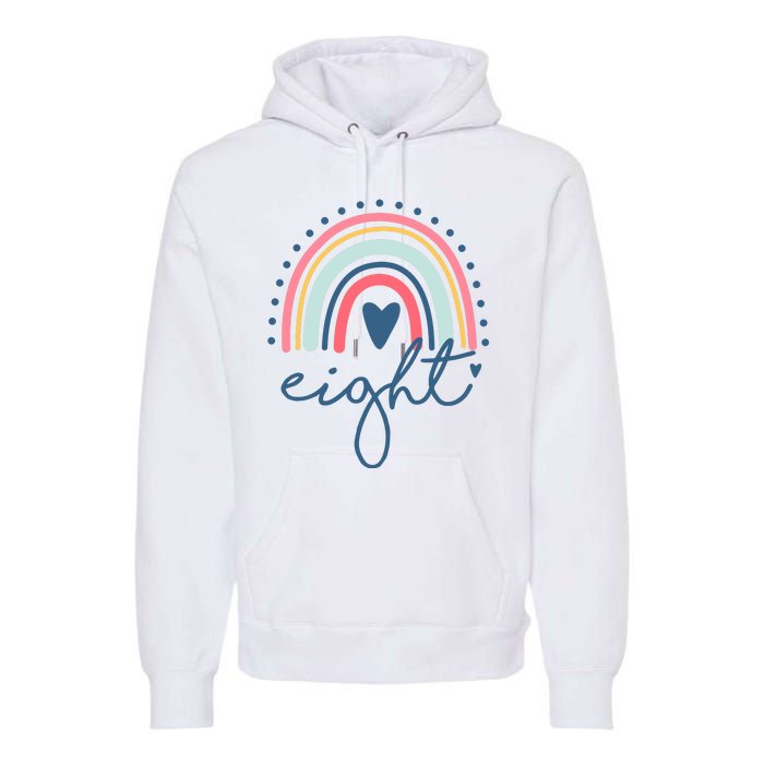 8th Birthday Rainbow Eight Year Old Cute Premium Hoodie