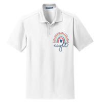 8th Birthday Rainbow Eight Year Old Cute Dry Zone Grid Polo