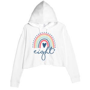 8th Birthday Rainbow Eight Year Old Cute Crop Fleece Hoodie