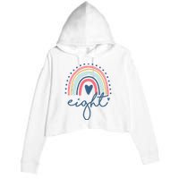 8th Birthday Rainbow Eight Year Old Cute Crop Fleece Hoodie