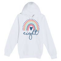 8th Birthday Rainbow Eight Year Old Cute Premium Pullover Hoodie